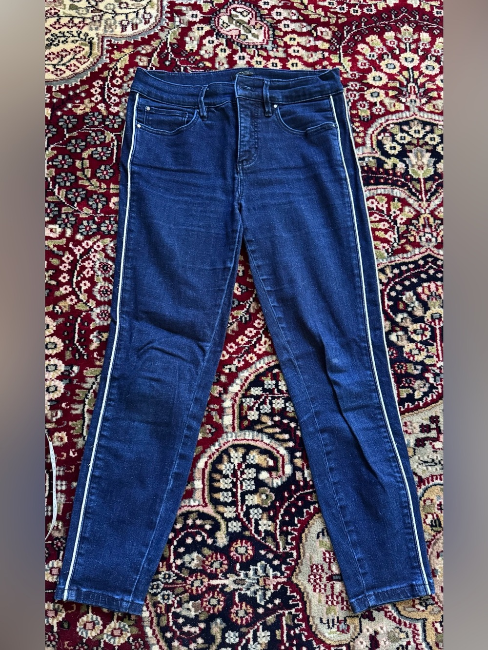 Ann Taylor Dark Blue Skinny Jeans with golden  Side Stripe